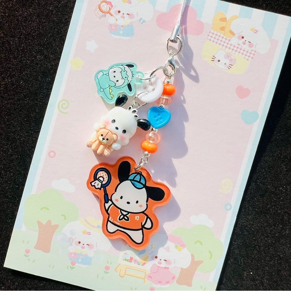 Pochacco double sided acrylic phonecharm phonestrap